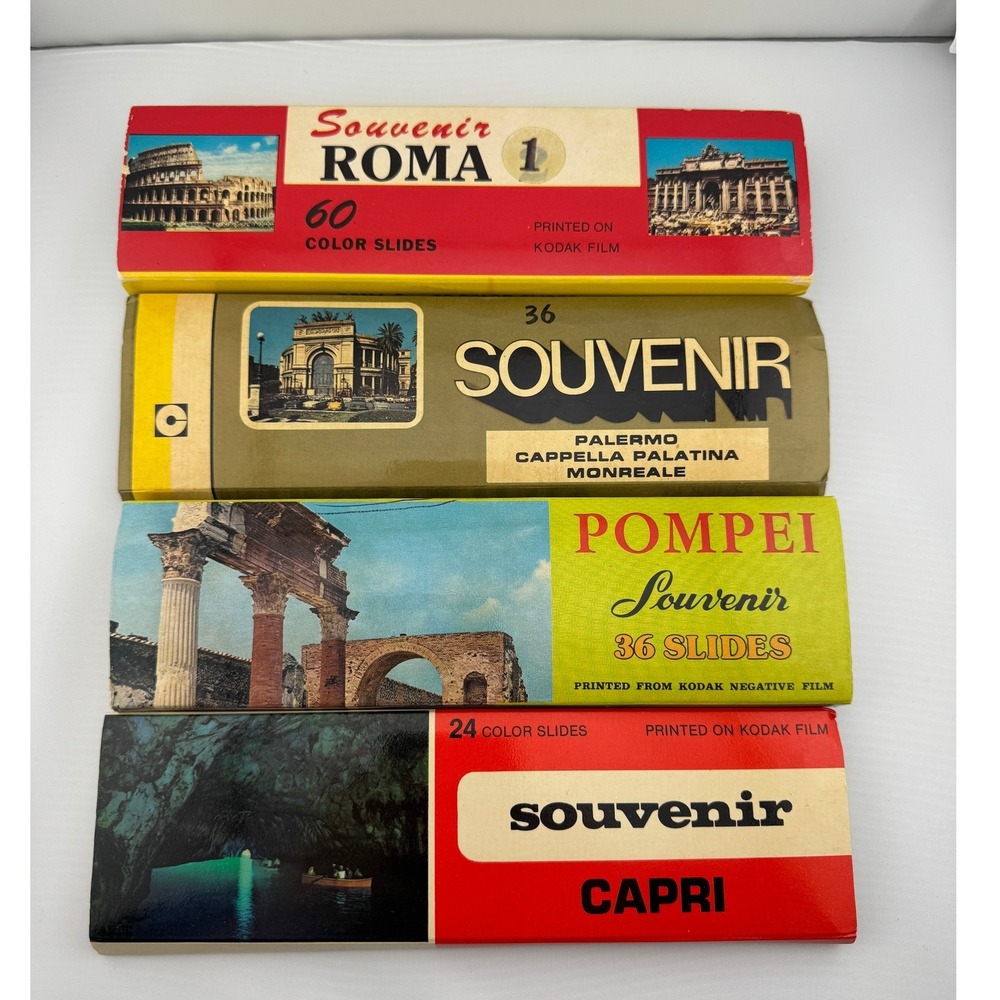 Vintage Italy Souvenir Slide Lot Roma Pompeii Capri Palermo Kodak Film